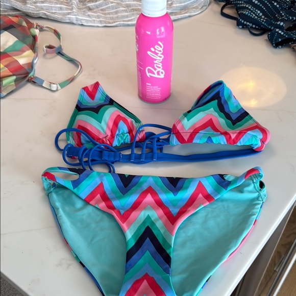 Aerie Multicolor Chevron  Bikini M - Picture 1 of 3